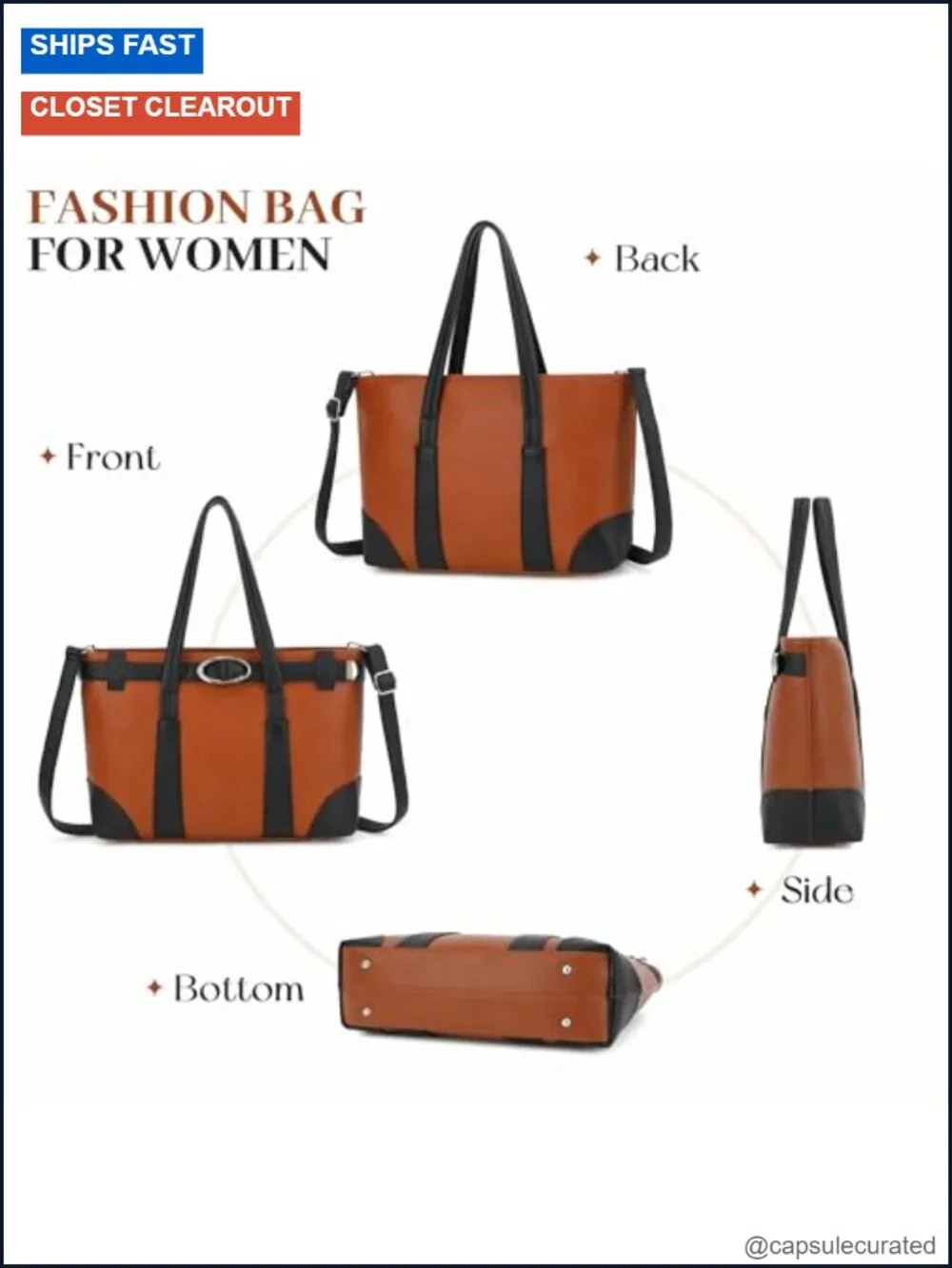 Large Vegan Leather Satchel Handbag for Women Detachable Shoulder Strap Tote